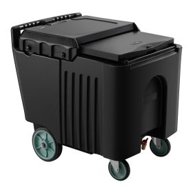 Commercial Ice Bin 61.6 L Portable Ice Caddy with Sliding Lid and Four Wheels