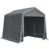 Outsunny 9.2' x 7.9' Garden Storage Tent, Heavy Duty Bike Shed, Patio Storage Shelter w/ Metal Frame and Double Zipper Doors, Dark Grey