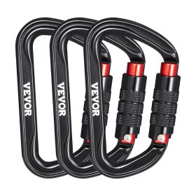 3 Pack 30KN Auto-Locking Carabiner Clips – Heavy Duty for Climbing & Hiking