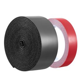 Velcro Tape Set – Hook & Loop 15"x2" + Double-Sided 16.4"x0.94", Black/Red