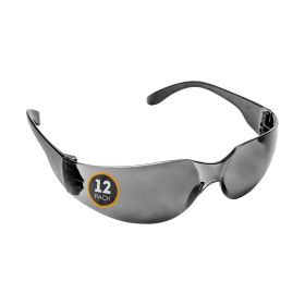 Safety Glasses 12-Pack – Wrap-Around, Smoked Lens, Scratch-Resistant, ANSI/CE