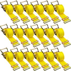 18-Pack VEVOR E-Track Straps – 2"x15', 4400 lb Break Strength, Ratchet & Spring Fitting