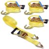 Heavy Duty Ratchet Straps 4-Pack – 2"x26', 11,000 lb Break Strength, Cargo Truck