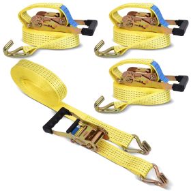 Heavy Duty Ratchet Straps 4-Pack – 2"x26', 11,000 lb Break Strength, Cargo Truck