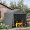 Outsunny 9.2' x 7.9' Garden Storage Tent, Heavy Duty Bike Shed, Patio Storage Shelter w/ Metal Frame and Double Zipper Doors, Dark Grey