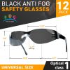 Safety Glasses 12-Pack – Wrap-Around, Smoked Lens, Scratch-Resistant, ANSI/CE