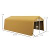 Outsunny Heavy-Duty 12x20 Portable Carport Shelter with Ventilation Windows & Roll-Up Front Door – Beige