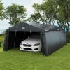 Outsunny 12' x 20' Portable Garage, Heavy Duty Carport Canopy with Ventilation Windows and Large Roll-up Door, Black