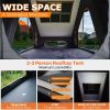 Rooftop Tent Hardshell with USB Outlet, Luggage Racks&Full Circle Led Strip, 3-in-1 Elevated Roof Tent with Skyview Window, Regular&TPU Rain Flies