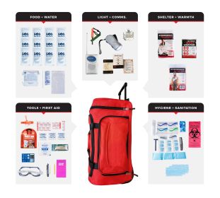 1 Person Essential Survival Kit (Option: Rolling Bag)