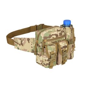 Tactical Denim Waist Bag – With Water Bottle Holder for Camping, Travel & Outdoor Sports (Color: CP Color)