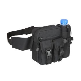 Tactical Denim Waist Bag – With Water Bottle Holder for Camping, Travel & Outdoor Sports (Color: Black)