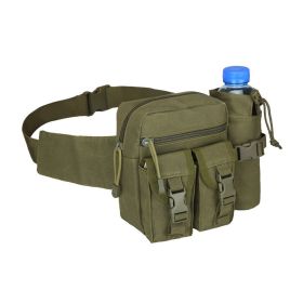 Tactical Denim Waist Bag – With Water Bottle Holder for Camping, Travel & Outdoor Sports (Color: Army Green)