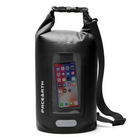 Waterproof Dry Bag – 10L/20L/30L Floating Backpack with Clear Phone Case for Kayaking & Camping (Color: Black)