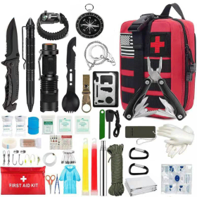 Tactical Survival Kit – Outdoor SOS Tools for Emergency & Combat Readiness (Color: Red, Ships From: China)
