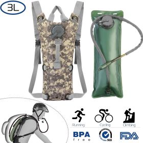 3L Tactical Hydration Backpack – Adjustable Water Bladder for Hiking, Camping & Outdoor Use (Color: ACU, size: 3L)