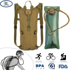 3L Tactical Hydration Backpack – Adjustable Water Bladder for Hiking, Camping & Outdoor Use (Color: Khaki, size: 3L)