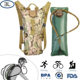 3L Tactical Hydration Backpack – Adjustable Water Bladder for Hiking, Camping & Outdoor Use (Color: Military, size: 3L)