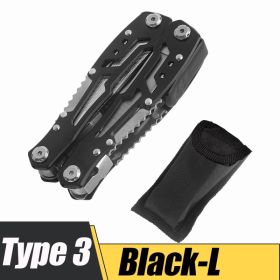 Multifunction Stainless Steel Multi-Tool – Folding Knife & Pliers, Portable Pocket Tool (Color: Black-L)
