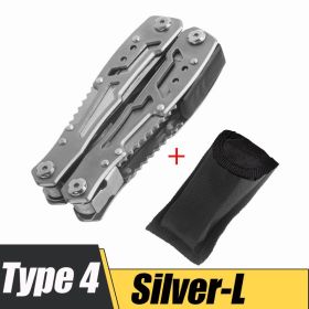 Multifunction Stainless Steel Multi-Tool – Folding Knife & Pliers, Portable Pocket Tool (Color: Silver-L)