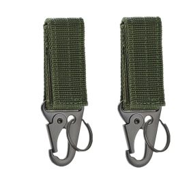 High Strength Nylon Carabiner Key Hook – Tactical Webbing Belt Buckle Clip (Color: 2pcs Green)