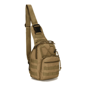 Tactical Sling Shoulder Bag for Men – Molle Chest Pack for Outdoor Hiking (Model: Khaki)