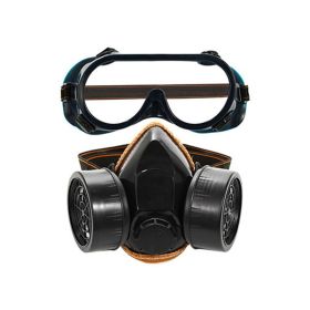 Dust Respirator Mask – Includes Safety Glasses & Replaceable Filters (Color: Black, Type: Protective Equipment)