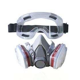 Dust Respirator Mask – Includes Safety Glasses & Replaceable Filters (Color: Grey, Type: Protective Equipment)