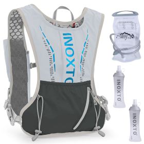 Hydration Vest Running Backpack – 15/50oz Water Bladder, Adjustable Straps & Storage for Trail Running, Marathon & Hiking (Color: Grey)