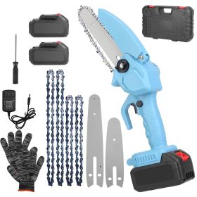 Portable Electric Mini Chainsaw – Handheld Cordless Battery Powered Chain Saw (Color: Blue)
