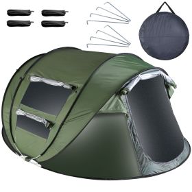 Instant Pop-Up Tent – Waterproof Camping Tent with 4 Mesh Windows & Carry Bag (Type: Green_5_8Person_Standard)