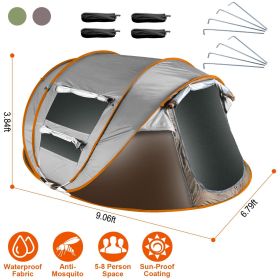 Instant Pop-Up Tent – Waterproof Camping Tent with 4 Mesh Windows & Carry Bag (Type: Khaki_5_8Person_Standard)